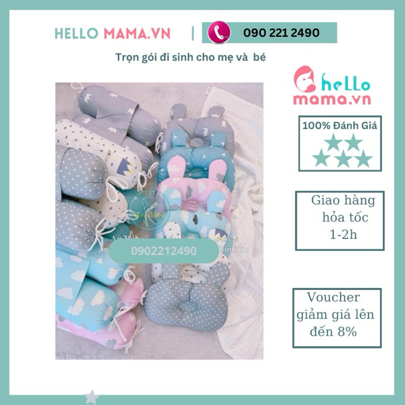 Bộ gối chặn Minababy có gối nằm giúp bé ngủ không bị giật mình , khi bé lớn ba mẹ có thể cắt ra làm gối ôm-Hellomama.vn