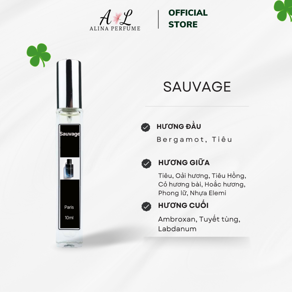 Nước Hoa Chiết Nam Alina Perfume Sauvage Bad Boy Chính Hãng 10ml Thơm Lâu Mạnh Mẽ, Trẻ Trung và Hiện Đại