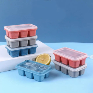 Khay làm đá silicon 6 ô có nắp đậy - khuôn nhựa làm đá, làm thạch rau câu 6 ô-minshop889