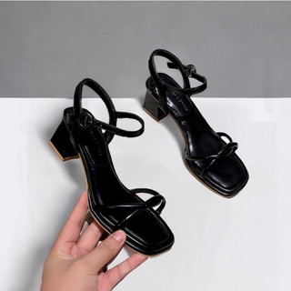 39 - 40 Giày Sandal Nữ 5 Phân Gót Vuông Quai Mãnh Dễ Thương - MS 012