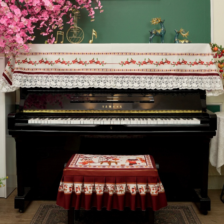 Khăn Phủ Đàn Piano Điện, Piano Cơ Hoạ Tiết Tết 2024