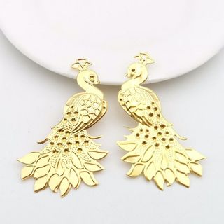 1 phiến dập nổi hoạ tiết chim công 38*68mm nguyên liệu làm trâm làm trang sức cổ trang cosplay cổ phục