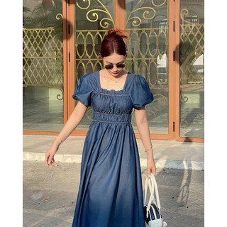 𝐃𝐞𝐧𝐢𝐦 𝐃𝐫𝐞𝐬𝐬 𝟎𝟑 - Đầm denim cổ vuông tay bồng