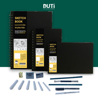 Combo Vẽ Phác Thảo, Sổ Basic Không Kỵ Tẩy Ong Mặt Bự Size A4/A5, 190/172GSM, Chuyên vẽ chì, Chính Hãng - Hoạ Cụ DUTi