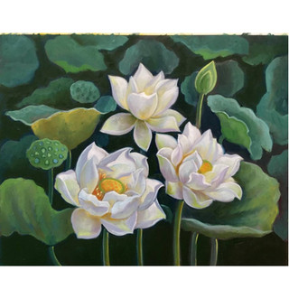 Ao sen - tranh sơn dầu vẽ tay 40x50cm