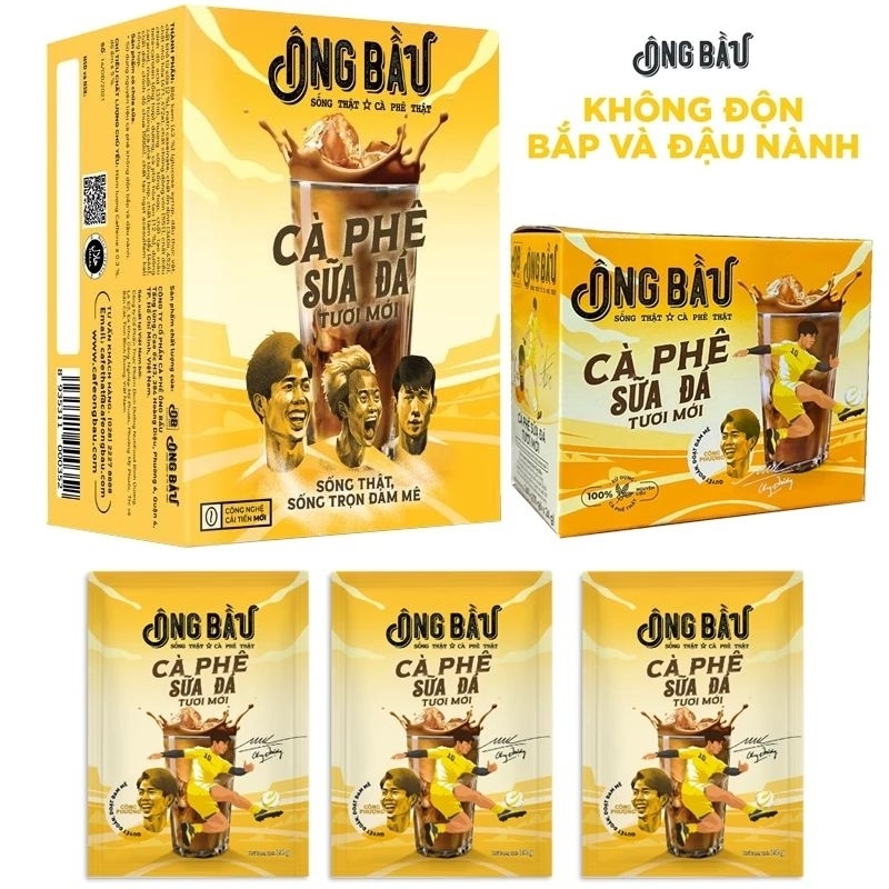 ÔNG BẦU - Cà phê sữa đá Hoà Tan Ông Bầu hộp 240gr/10 gói