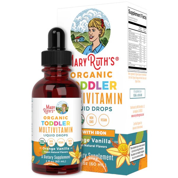 Multivitamin + Sắt Hữu Cơ Cho Trẻ 1-3y MaryRuth's Organic Toddler Multivitamin Liquid Drops With Iron