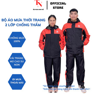 Áo mưa bộ người lớn Tình Ngọc, bộ quần áo mưa 1 người đi xe máy mũ tháo rời 2 lớp chống thấm nước MÀU CAM