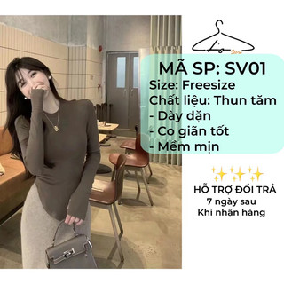 ÁO TAY DÀI  - MÃ SP: SV01 Thun gân màu nâu và hồng cực xinh