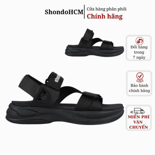 Giày Sandals Nam Nữ SHONDO F8B Êm, Thời Trang Thích Hợp Đi Làm, Đi Học Chơi Full Đen F8B1111