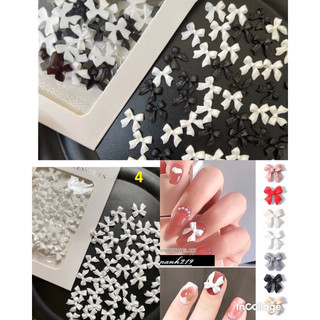 Charm nơ đen, charm nơ trắng đính móng siêu xinh