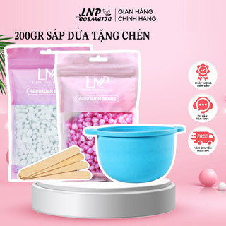 Sáp wax lông nóng 200g hard wax beans coconut tặng chén nấu sáp silicon, que gỗ và cột tóc