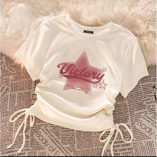 Áo kiểu croptop ngôi sao chữ rút dây 2 bên cực xinh , chất thun bozip mềm mịn