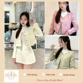 Áo Khoác Dạ Tweed Kim Tuyến Dáng Croptop Basic HH69 HaLuu Store