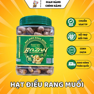 500G Hạt Điều Rang Muối BAZAN Bình Phước CÒN VỎ LỤA - Hạt Dinh Dưỡng A+ Loại 1 Hàng Xuất Khẩu