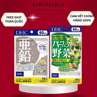 Combo kẽm dhc 60 viên & rau củ dhc 240 viên nhật bản giảm nóng, mụn, tiêu hóa tốt, da dẹp