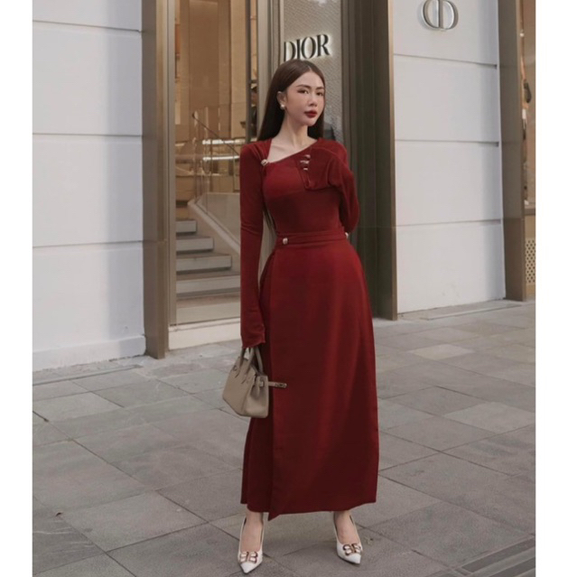 Đầm 𝐌𝐈𝐑𝐈𝐍 𝐒𝐄𝐓 - 𝐀𝐒𝐇𝐘𝐋𝐄𝐘 áo lệch vai nhúng kim cương kèm chân váy basic