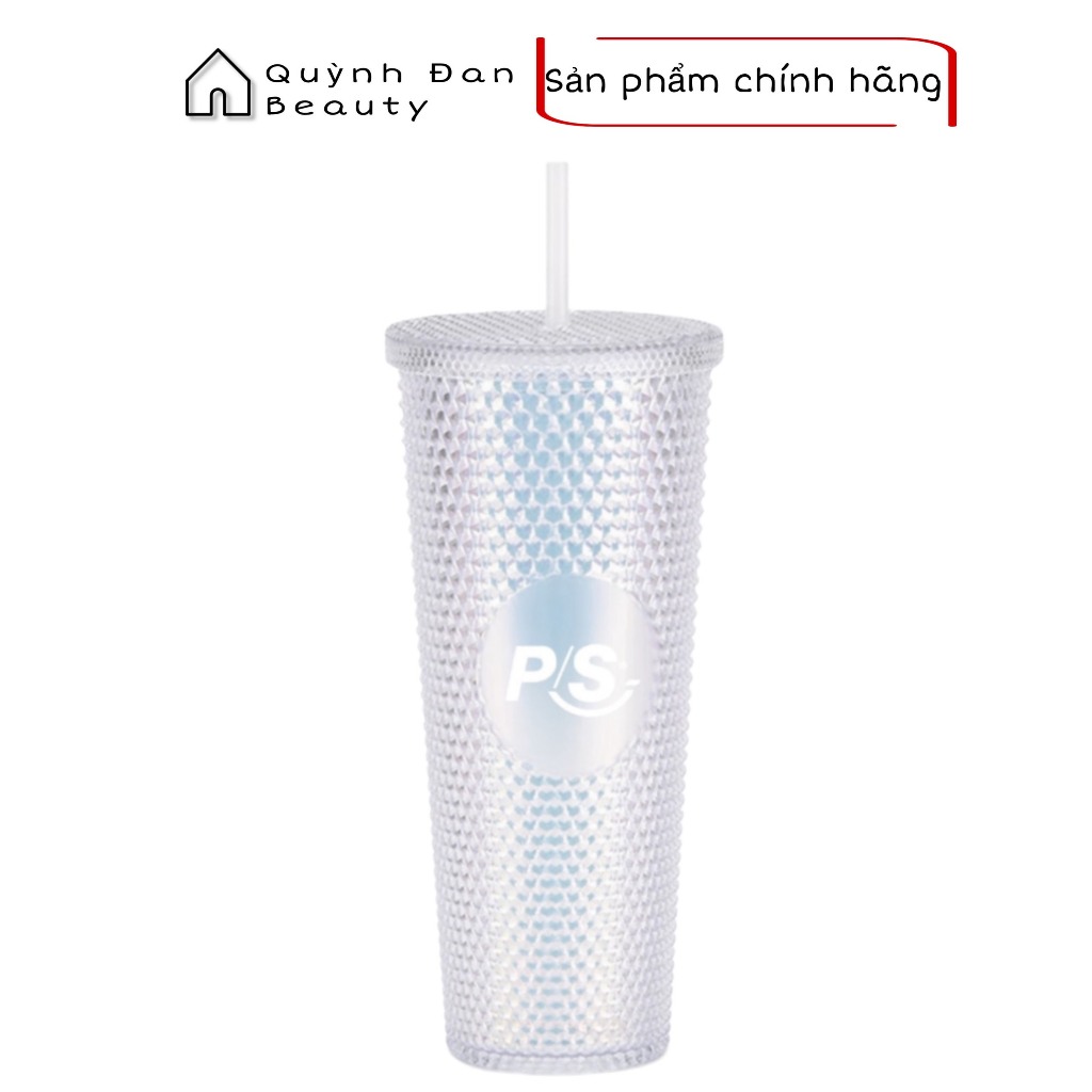 Cốc uống nước PS 700ml vân kim cương trơn, nhựa PP 2 lớp an toàn không độc hại, ly nhựa