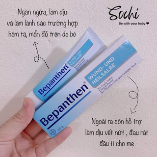 Kem Bepanthen Wund Und Heilsalbe, Đức (20g/100g) bôi hăm cho bé, giảm rạn da cho phụ nữ sau sinh