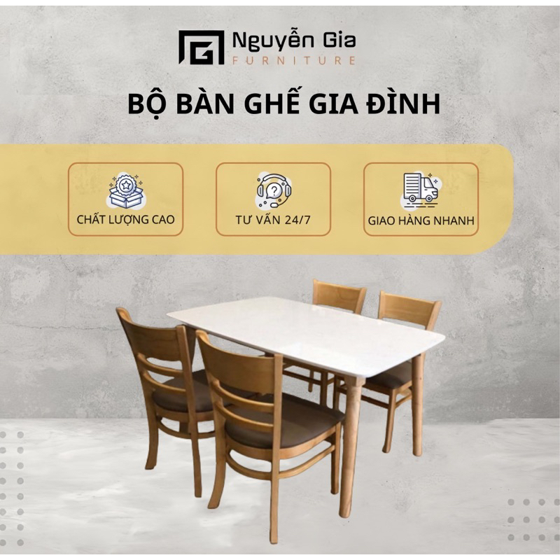 Bộ Bàn Ăn mặt Đá 4 Ghế Cabin