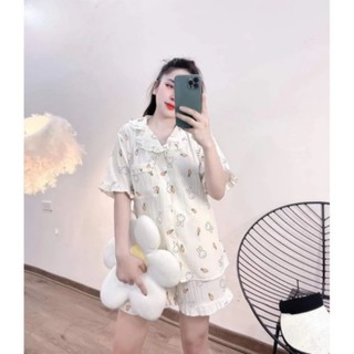 Sét bộ đùi pyjama gân hình cổ vét