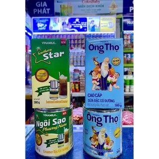 Sữa đặc ngôi sao 380g, ông thọ 380g hộp giấy, lon
