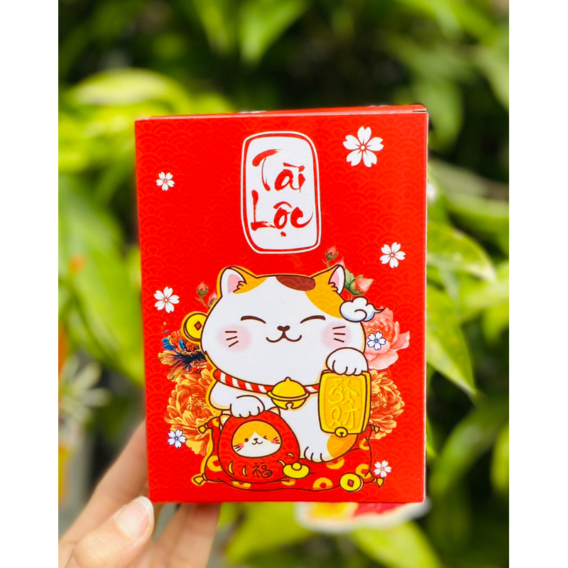 Vỏ hộp mèo thần tài trang trí giỏ quà tết,ban thần tài.