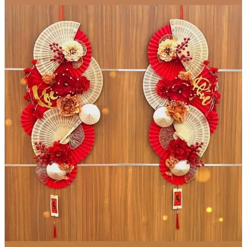 Sét quạt dài trang trí. Decor  tết