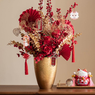 Cành đào đông đỏ Cherry 12 nhánh, 6 nhánh, cành rẻ quạt trang trí hoa trang trí ngày tết bình hoa giả ngày tết