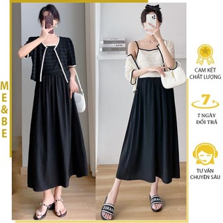 Set đầm váy bầu công sở tiểu thư dáng suông dài m712 - đầm váy bầu babydoll hàng thiết kế freesize