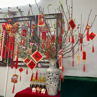 Liễng tre/ tag mành tre chữ thư pháp treo cây