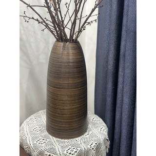 Bình cắm đào tết/ bình hoa dáng chuông thon nâu mộc 44cm