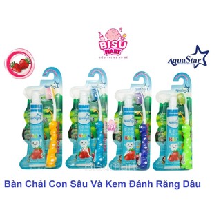 Bàn chải đánh răng trẻ em + kem đánh răng trẻ em aquastar