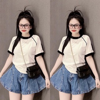 Áo Thun Babytee Trơn Phối Viền Dáng Vừa Kiểu Dáng Trẻ Trung Dễ Mix Đồ