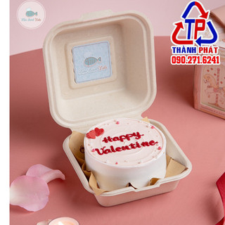 Hộp bã mía đựng bánh mochi chấm kem sữa- Hộp bả mía đựng bánh gato - bento cake - đựng bánh kem 10cm