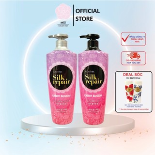  Combo Dầu gội và Dầu xả nước hoa Elastine Silk Repair Cherry Blossom 550ml 