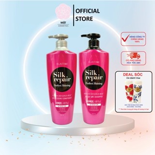 Combo Dầu gội và Dầu xả nước hoa Elastine Silk Repair Perfect Shining 550ml