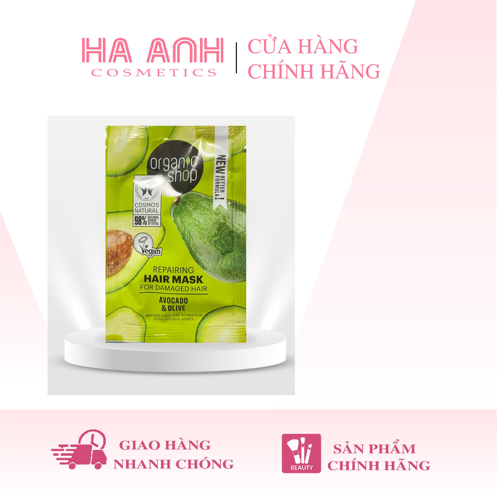 (HÀNG TẶNG) Ủ Tóc Organic Shop Repairing Hair Mask Avocado &amp; Olive 6ml