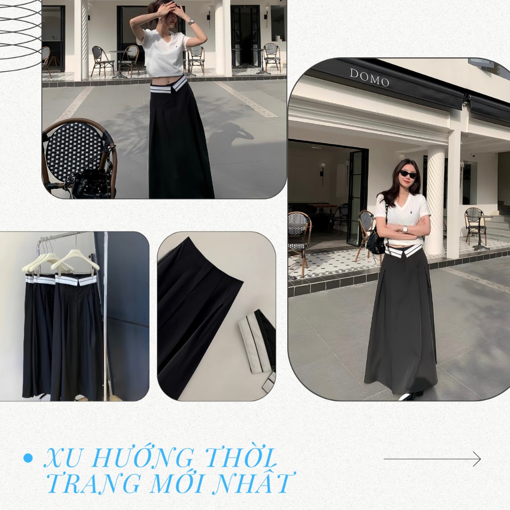 Chân Váy Dài Xếp Ly Lật Lưng Có Thể Tháo Rời Hot Trend Cân Mọi Loại Outfit Briyo CV02