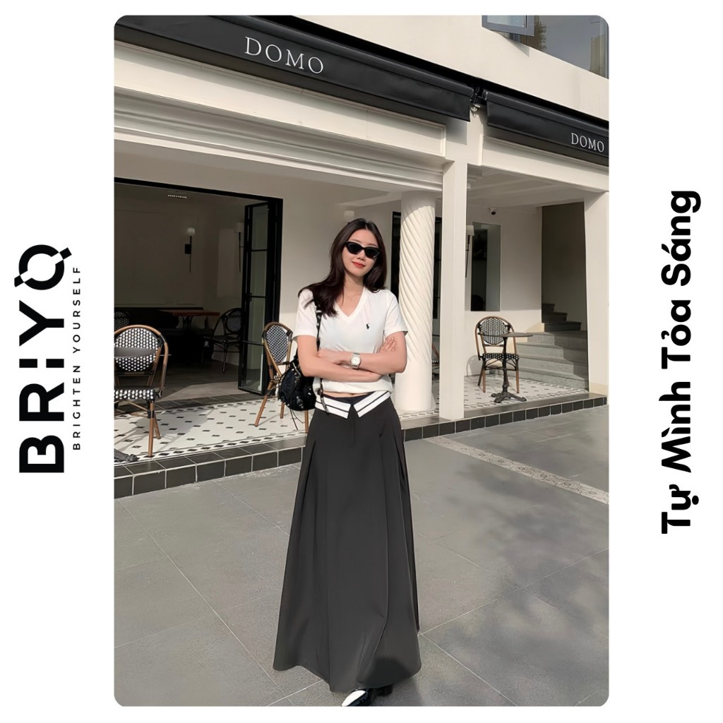 Chân Váy Dài Xếp Ly Lật Lưng Có Thể Tháo Rời Hot Trend Cân Mọi Loại Outfit Briyo CV02