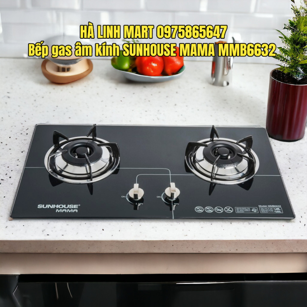 Bếp gas âm kính SUNHOUSE MAMA MMB6632 - Hàng chính hãng, Bảo hành 24 tháng