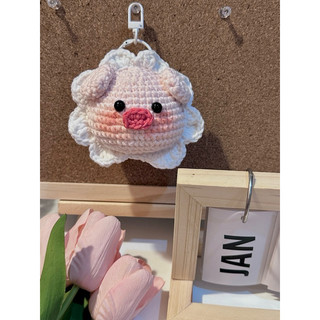 Móc khoá len con heo bằng len handmadebyQuin