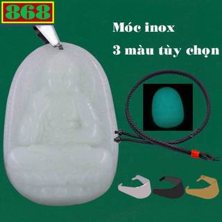 Mặt Phật A di đà đá dạ quang 3.6 cm kèm vòng cổ dây dù đen + móc inox, Mặt Phật bản mệnh