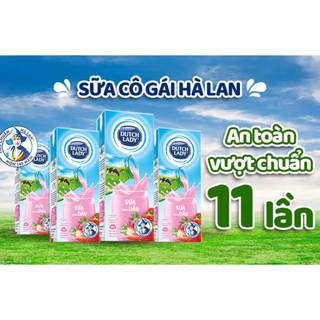 date 24/2/24- Thùng Sữa tươi tiệt trùng Cô Gái Hà Lan Active - Dutch Lady hương dâu hộp 180ml