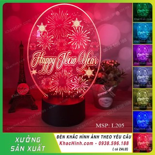 Đèn Led 3D HAPPY NEW YEAR – Đèn Decor Happy new year trang trí tết,Đèn led đổi 16 màu tự động