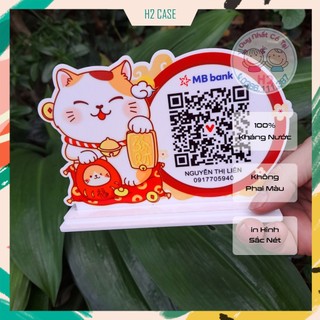 Mã QR CODE để bàn, Mica in bảng quét Qr Code mèo thần tài để bàn in Theo Yêu Cầu.