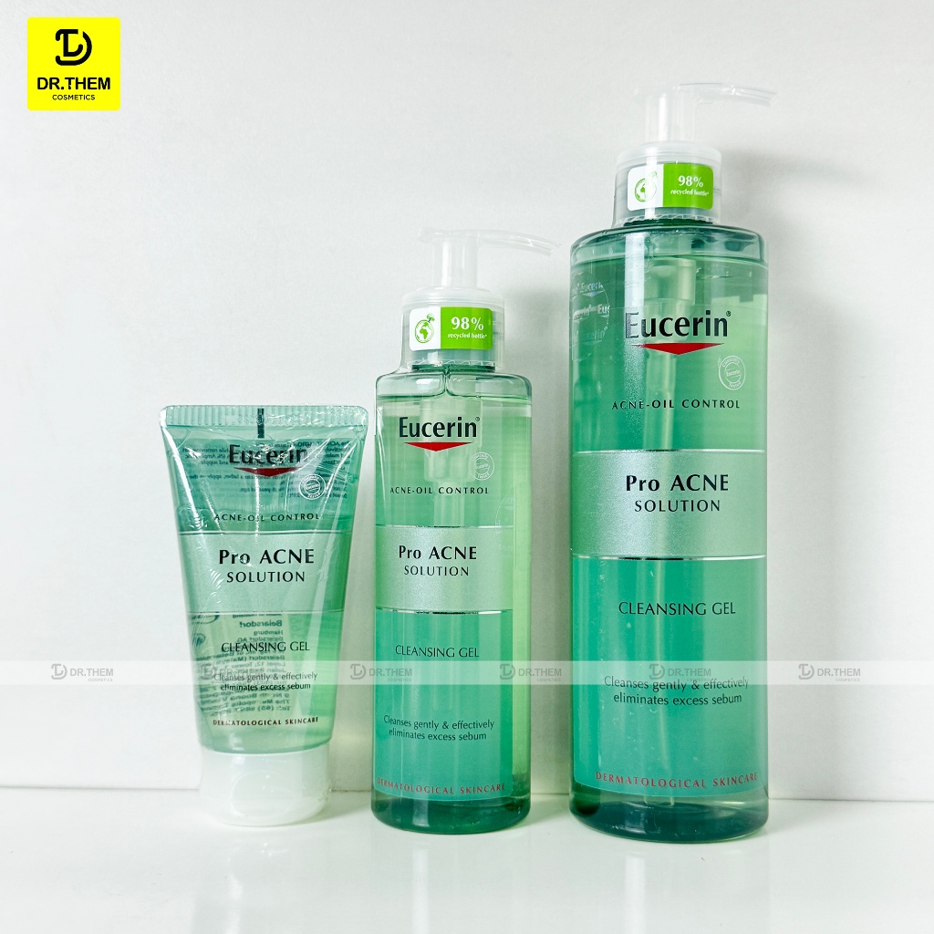 Sữa Rửa Mặt Eucerin Cho Da Dầu Mụn - Eucerin Pro ACNE Solution Cleansing Gel 200ml và 400ml Proacne- Dr Thêm