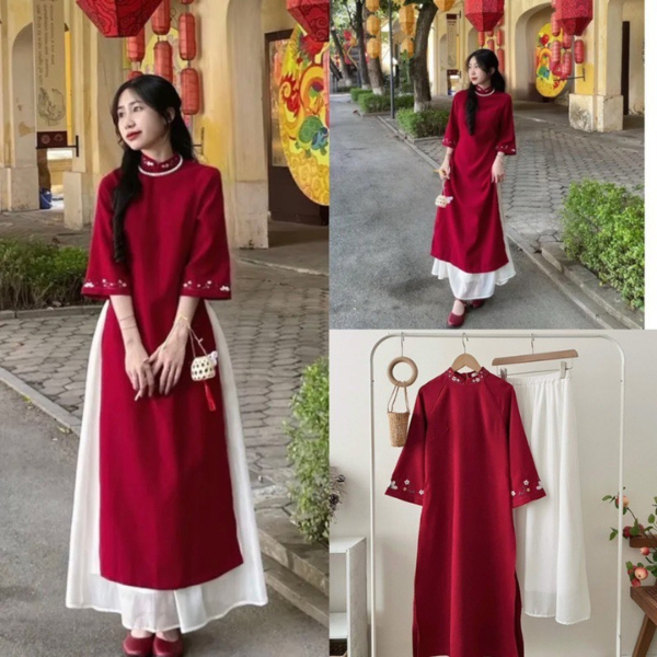 Đầm Trung Niên Dáng Suông Giấu Bụng Form Chữ A Vải Voan 2 Lớp Có Túi Cho Mẹ U50 U60 3226 3340
