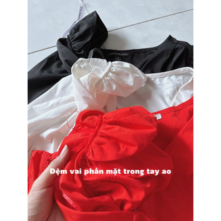 Áo kiểu cổ wrap xuất dư xịn