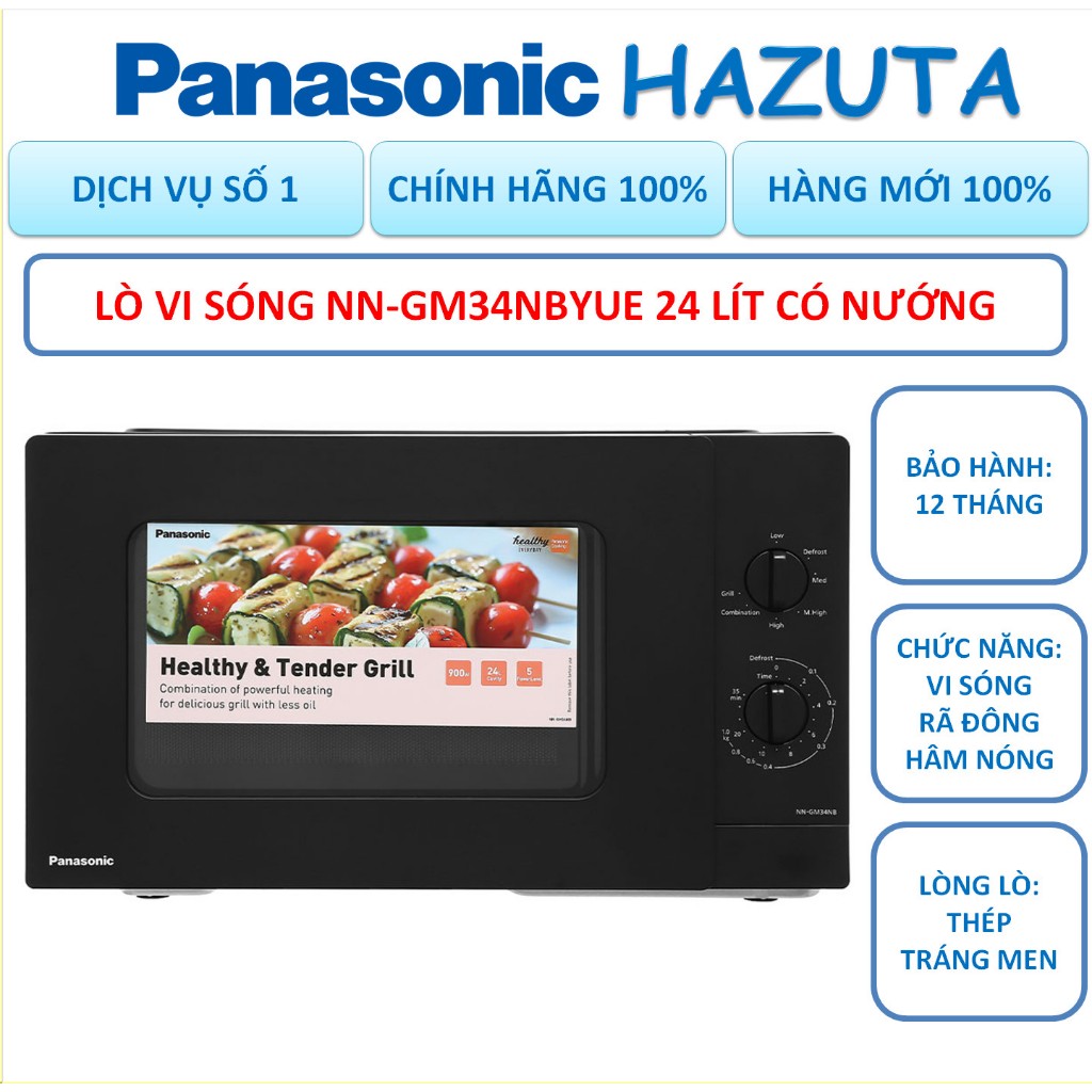 Lò vi sóng Panasonic NN-GM34NBYUE 24 lít, có nướng, bảo hành 12 tháng